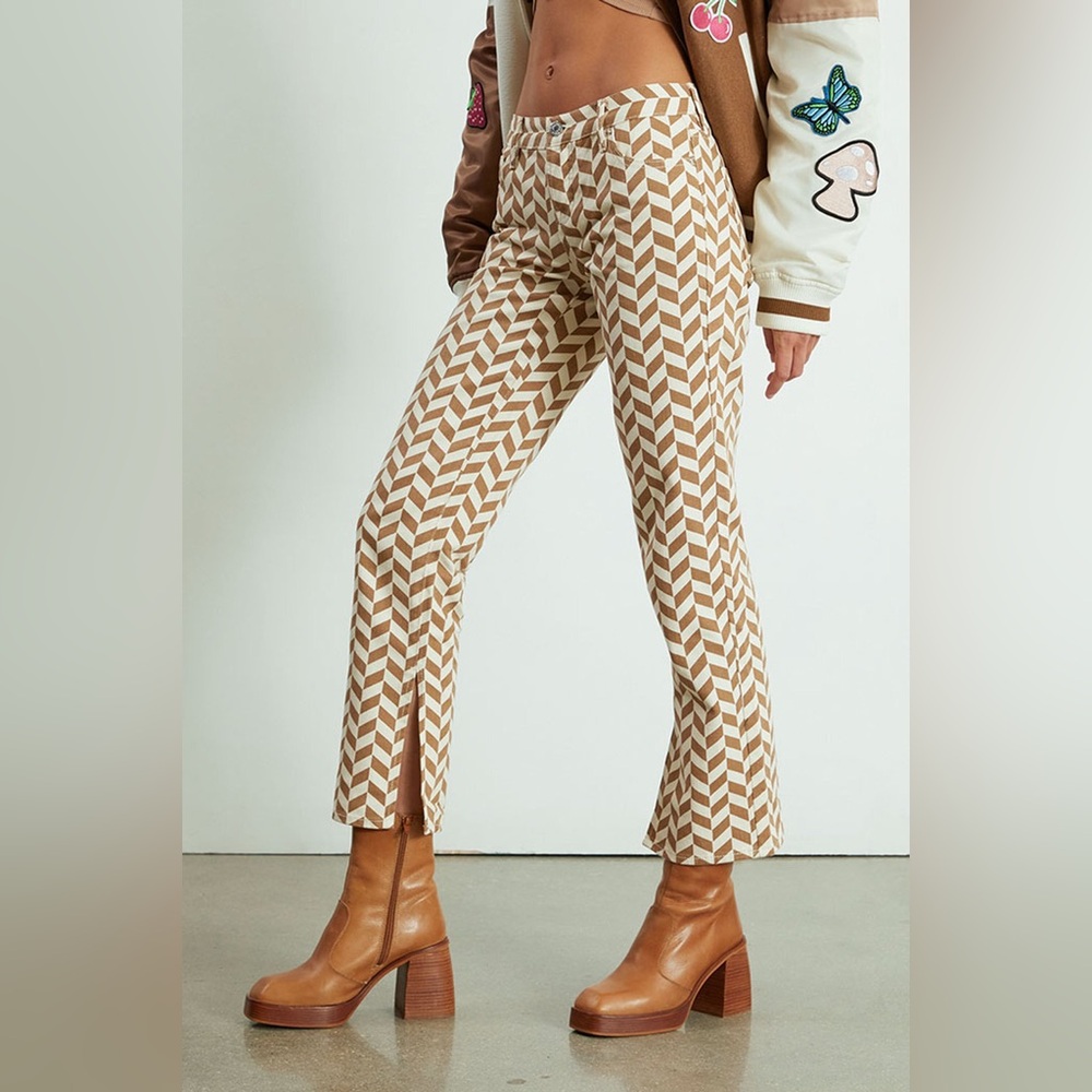 PacSun Chevron Low Rise with Slit Straight Leg Pattern Jeans Pants